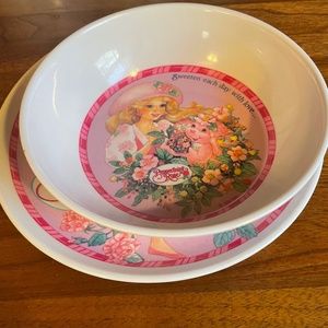 90’s Peppermint Rose plate and bowl set Zak Designs